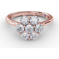 Magnolia Cluster Ring with Seven Round Brilliant Cut Diamonds by Fana - 0.84 Carat Total Diamond Weight