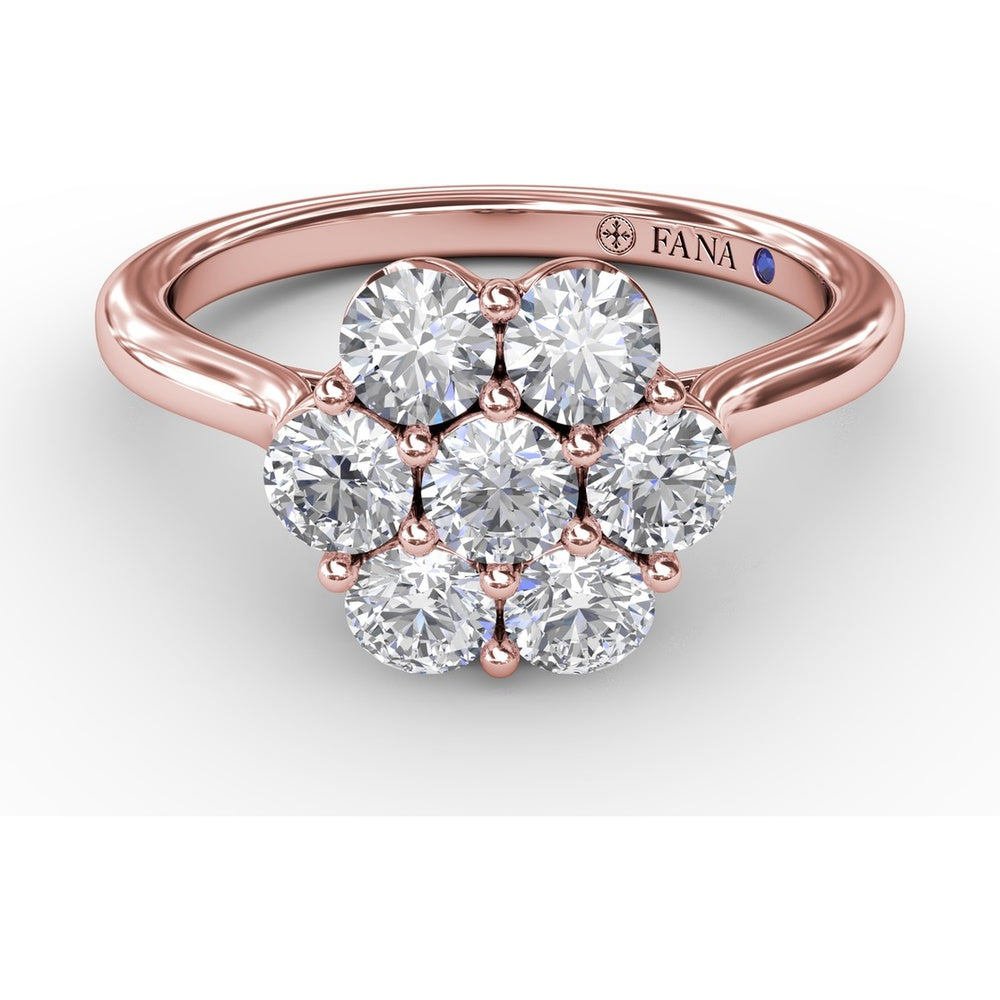 Magnolia Cluster Ring with Seven Round Brilliant Cut Diamonds by Fana - 0.84 Carat Total Diamond Weight