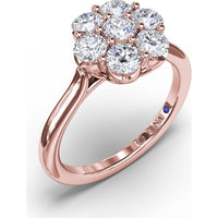 Magnolia Cluster Ring with Seven Round Brilliant Cut Diamonds by Fana - 0.84 Carat Total Diamond Weight