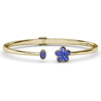 Magnolia Floral Bangle with Milgrain-Set Oval Sapphires by Fana - 1.69 Carat Total Sapphire Weight