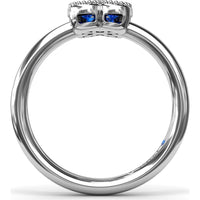 Magnolia Floral Cluster Ring with Round Blue Sapphires and Milgrain Detailing by Fana - 0.54 Carat Total Sapphire Weight