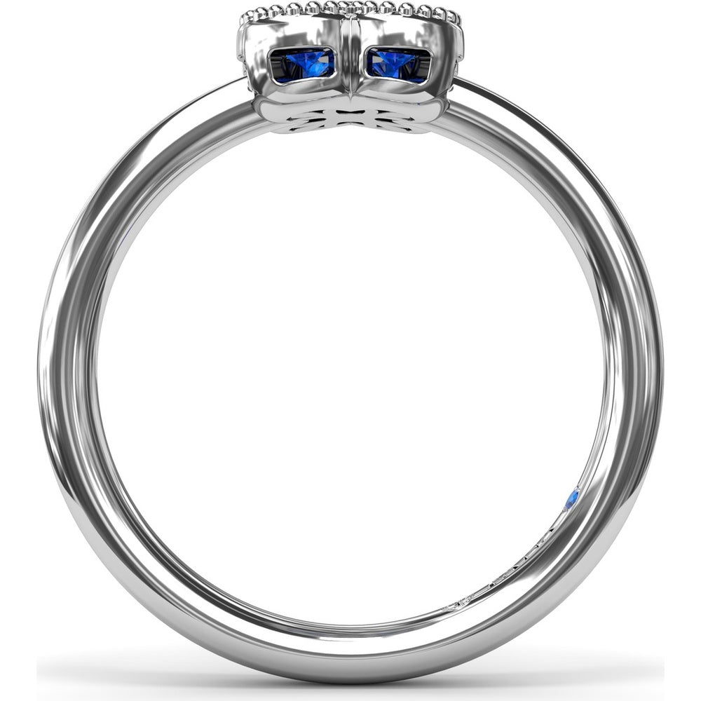 Magnolia Floral Cluster Ring with Round Blue Sapphires and Milgrain Detailing by Fana - 0.54 Carat Total Sapphire Weight