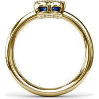 Magnolia Floral Cluster Ring with Round Blue Sapphires and Milgrain Detailing by Fana - 0.54 Carat Total Sapphire Weight
