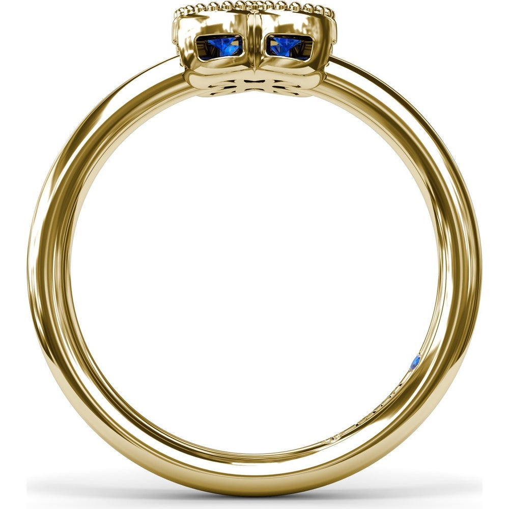 Magnolia Floral Cluster Ring with Round Blue Sapphires and Milgrain Detailing by Fana - 0.54 Carat Total Sapphire Weight