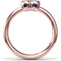 Magnolia Floral Cluster Ring with Round Blue Sapphires and Milgrain Detailing by Fana - 0.54 Carat Total Sapphire Weight
