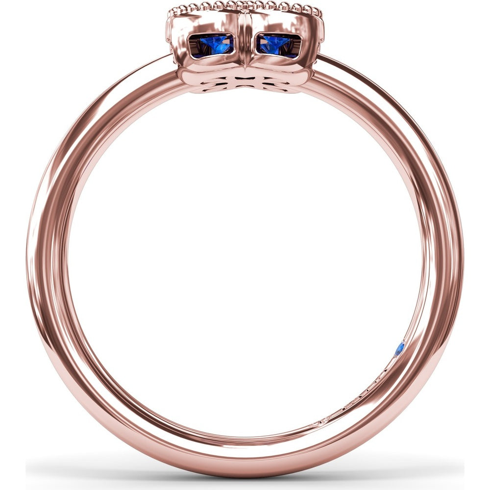 Magnolia Floral Cluster Ring with Round Blue Sapphires and Milgrain Detailing by Fana - 0.54 Carat Total Sapphire Weight