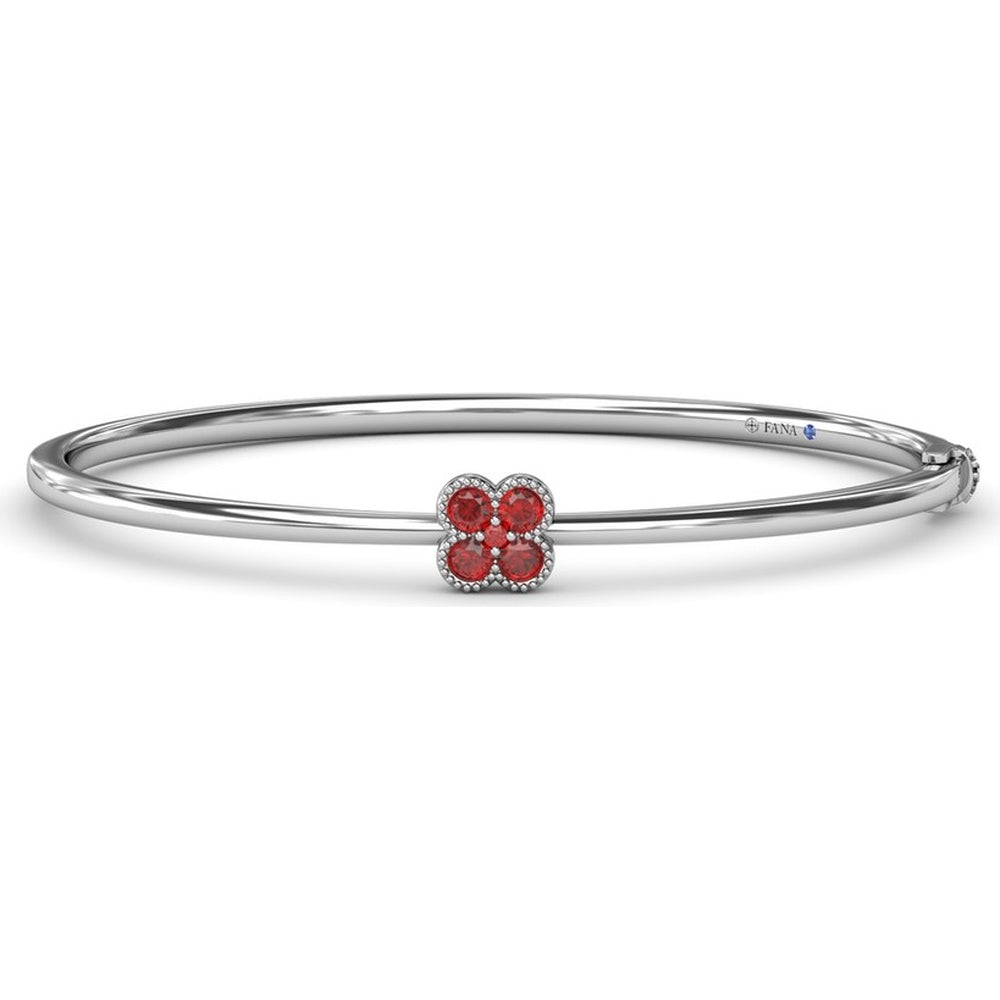 Magnolia Floral Motif Bangle with Round Rubies by Fana - 0.38 Carat Total Gemstone Weight