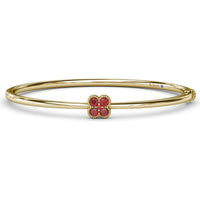 Magnolia Floral Motif Bangle with Round Rubies by Fana - 0.38 Carat Total Gemstone Weight