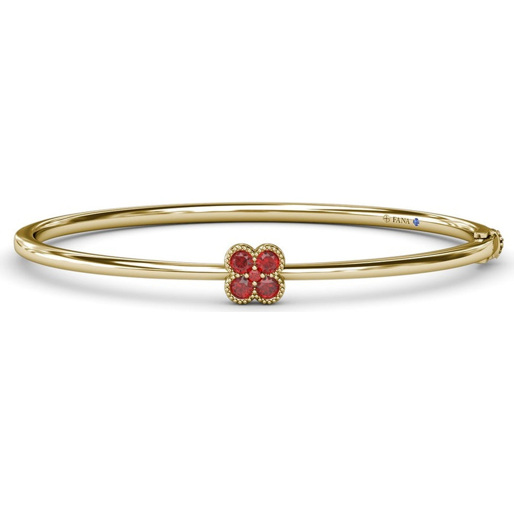 Magnolia Floral Motif Bangle with Round Rubies by Fana - 0.38 Carat Total Gemstone Weight
