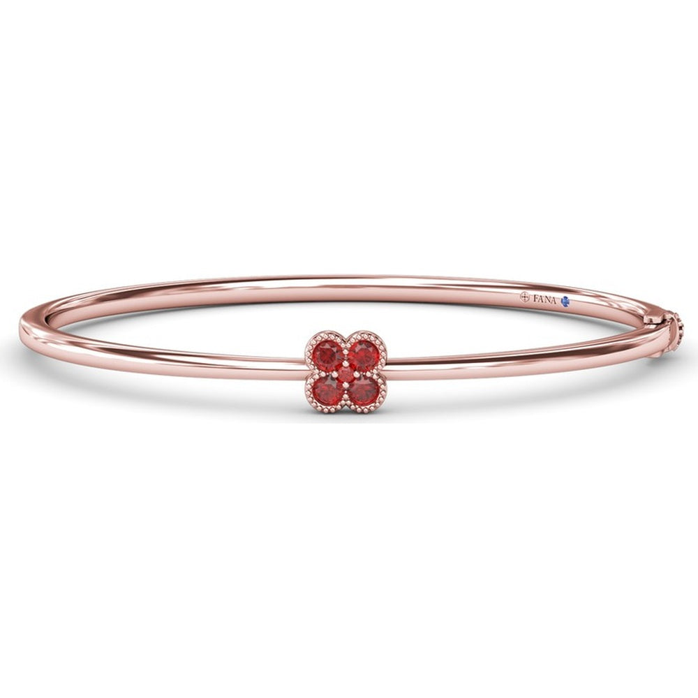 Magnolia Floral Motif Bangle with Round Rubies by Fana - 0.38 Carat Total Gemstone Weight
