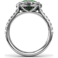 Magnolia Floral Ring with Pear-Shaped Emeralds and Diamond Halo by Fana - 1.32 Carat Total Gemstone Weight