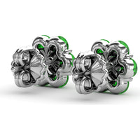 Magnolia Floral Stud Earrings with Round Emeralds and Diamonds by Fana - 2.16 Carat Total Gemstone Weight