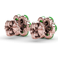 Magnolia Floral Stud Earrings with Round Emeralds and Diamonds by Fana - 2.16 Carat Total Gemstone Weight