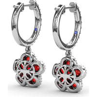 Magnolia Huggie Hoop Earrings with Oval Rubies and Pavé Diamonds by Fana - 2.88 Carat Total Gemstone Weight