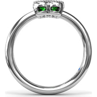 Magnolia Milgrain Ring with 0.44 Carat Round Emerald Floral Cluster by Fana