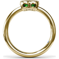 Magnolia Milgrain Ring with 0.44 Carat Round Emerald Floral Cluster by Fana