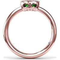Magnolia Milgrain Ring with 0.44 Carat Round Emerald Floral Cluster by Fana