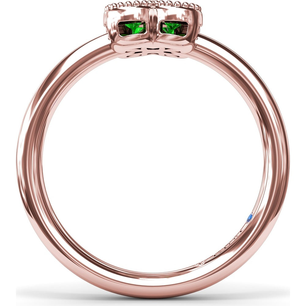 Magnolia Milgrain Ring with 0.44 Carat Round Emerald Floral Cluster by Fana