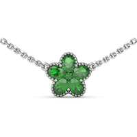 Magnolia Necklace with Milgrain Set Oval Emeralds by Fana - 0.98 Carat Total Emerald Weight