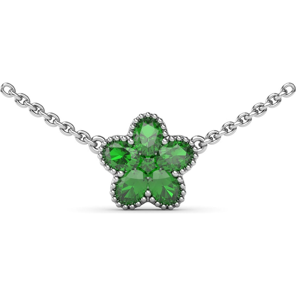 Magnolia Necklace with Milgrain Set Oval Emeralds by Fana - 0.98 Carat Total Emerald Weight
