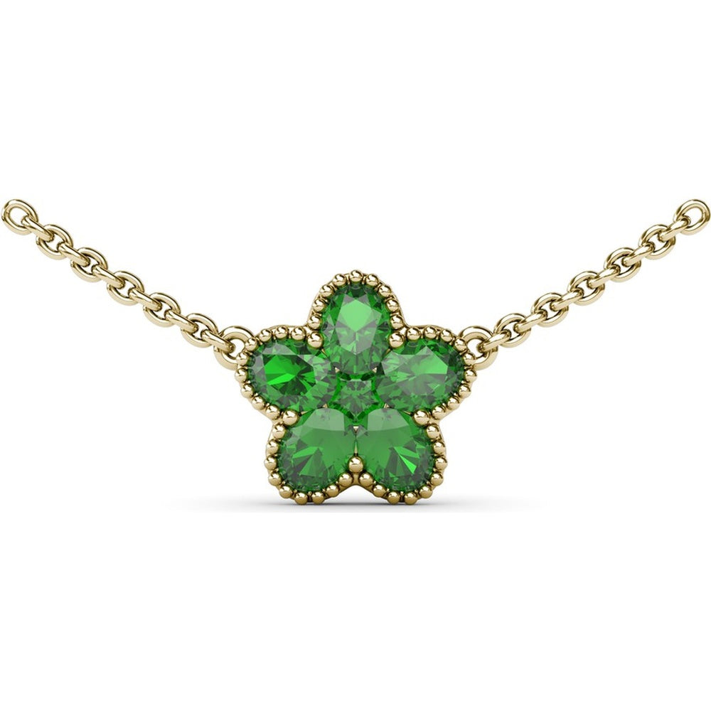 Magnolia Necklace with Milgrain Set Oval Emeralds by Fana - 0.98 Carat Total Emerald Weight