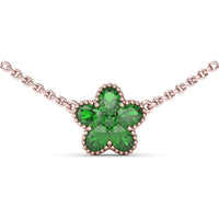 Magnolia Necklace with Milgrain Set Oval Emeralds by Fana - 0.98 Carat Total Emerald Weight