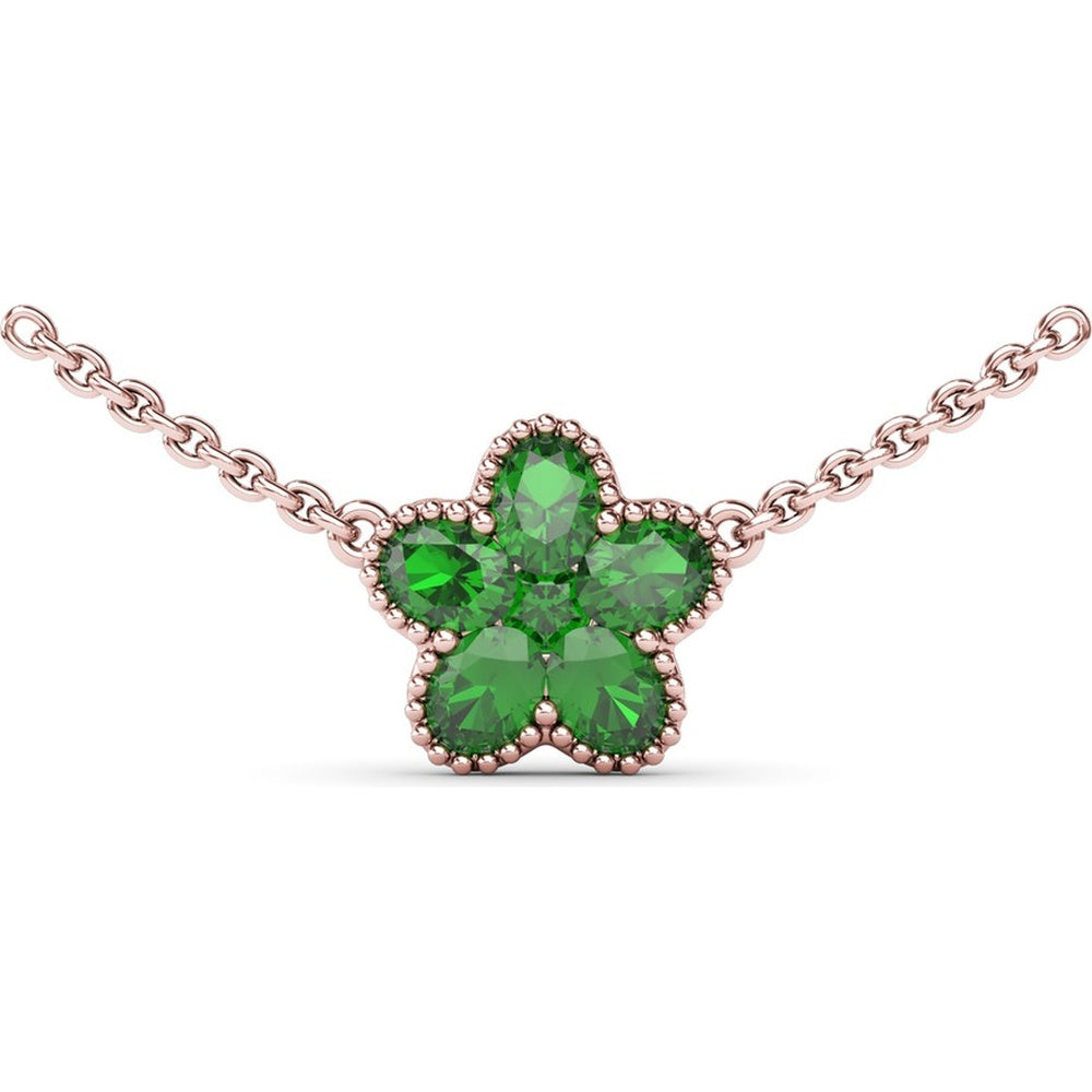 Magnolia Necklace with Milgrain Set Oval Emeralds by Fana - 0.98 Carat Total Emerald Weight