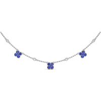 Magnolia Necklace with Round Sapphire Floral Stations and Diamond Accents by Fana - 1.14 Carat Total Gemstone Weight
