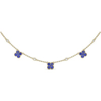 Magnolia Necklace with Round Sapphire Floral Stations and Diamond Accents by Fana - 1.14 Carat Total Gemstone Weight