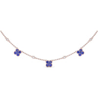 Magnolia Necklace with Round Sapphire Floral Stations and Diamond Accents by Fana - 1.14 Carat Total Gemstone Weight