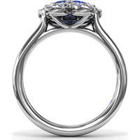 Magnolia Ring with Pear-Shaped Sapphires and Diamond Halo by Fana - 1.28 Carat Total Gemstone Weight
