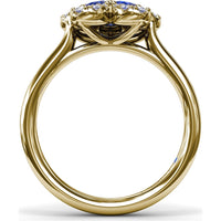 Magnolia Ring with Pear-Shaped Sapphires and Diamond Halo by Fana - 1.28 Carat Total Gemstone Weight