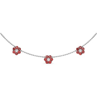 Magnolia Station Necklace with Round Rubies and Diamond Accents by Fana - 3.96 Carat Total Gemstone Weight