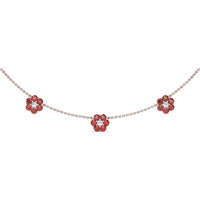 Magnolia Station Necklace with Round Rubies and Diamond Accents by Fana - 3.96 Carat Total Gemstone Weight