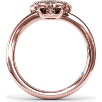 Magnolia Wave Ring with Floral Set Oval Diamonds and Milgrain Border by Fana - 0.68 Carat Total Diamond Weight