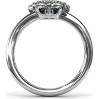 Magnolia Wave Ring with Milgrain Set Oval Emeralds by Fana - 0.83 Carat Total Emerald Weight