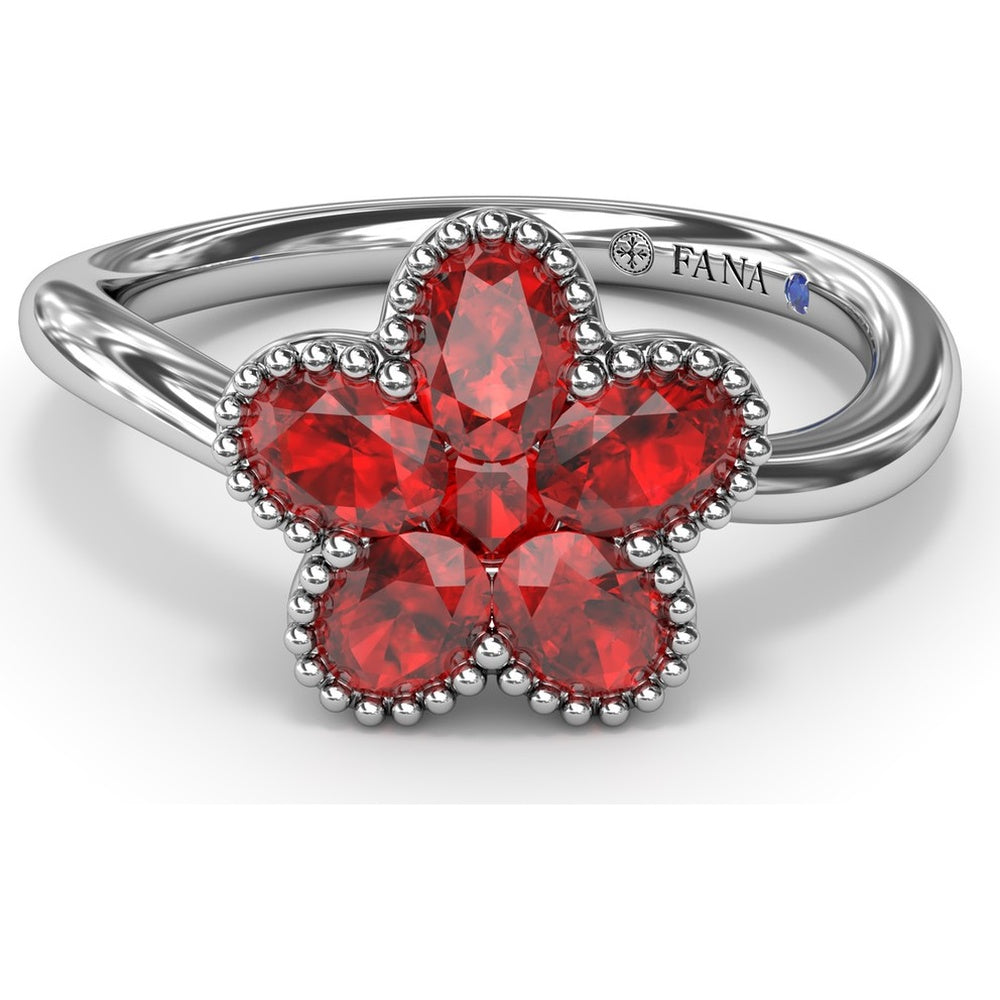 Magnolia Wave Ring with Oval Rubies by Fana - 1.14 Carat Total Ruby Weight