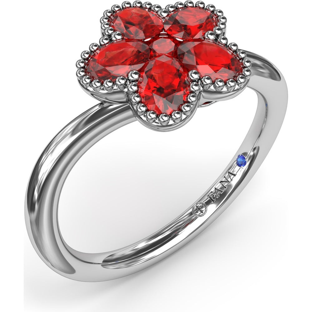 Magnolia Wave Ring with Oval Rubies by Fana - 1.14 Carat Total Ruby Weight