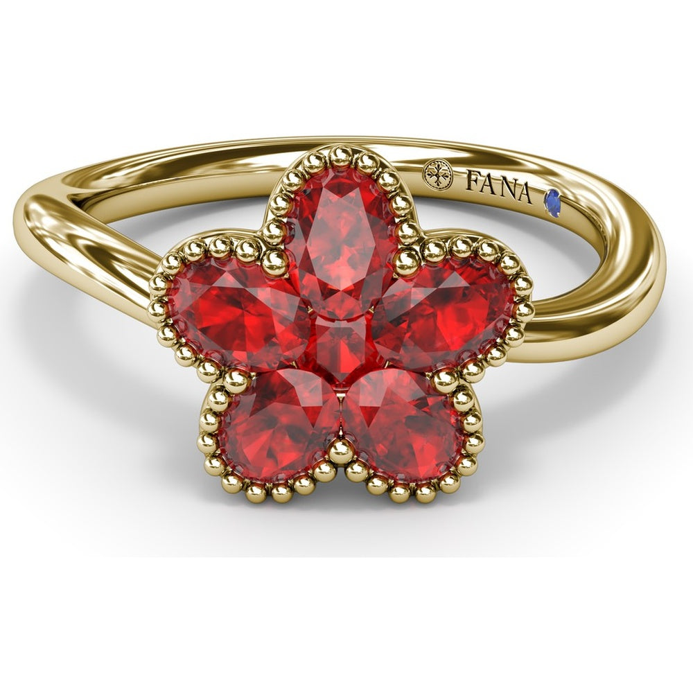 Magnolia Wave Ring with Oval Rubies by Fana - 1.14 Carat Total Ruby Weight