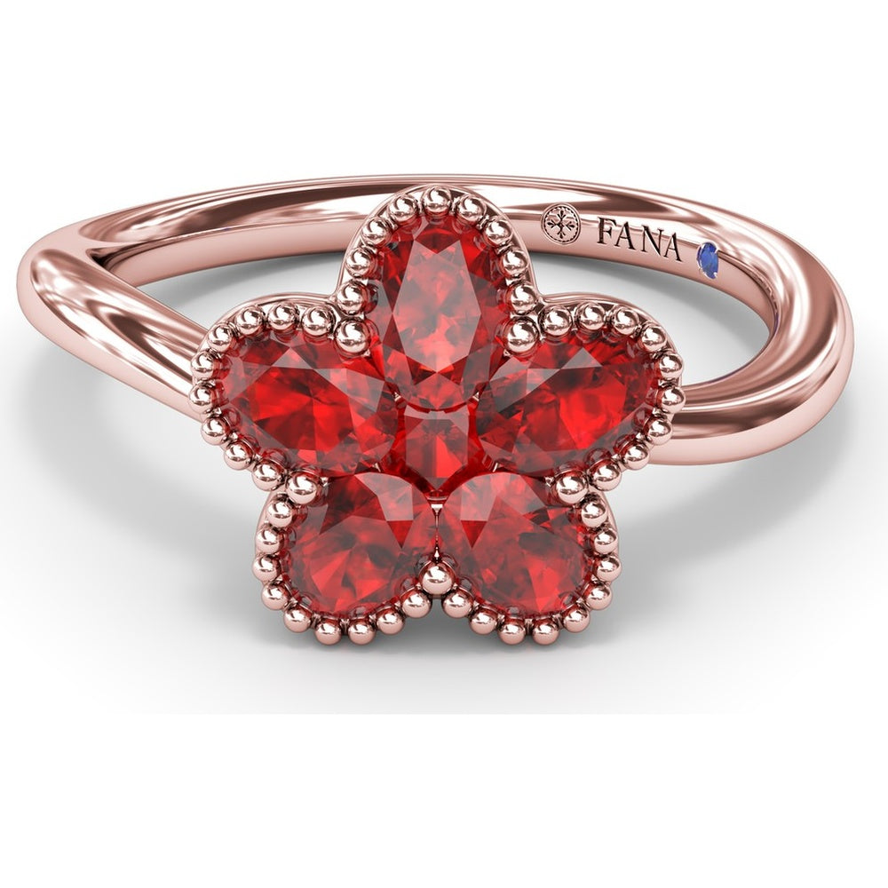 Magnolia Wave Ring with Oval Rubies by Fana - 1.14 Carat Total Ruby Weight