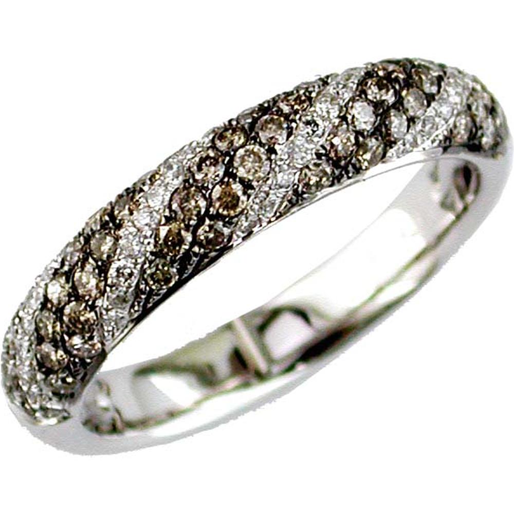 Majestic 14K White Gold Diamond & Mocha Diamond Halo Ring - 0.70 Carat Total Diamond Weight