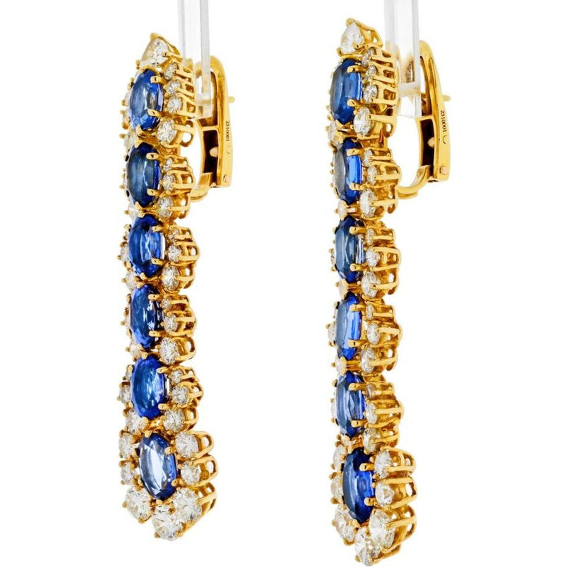 Mari B. Marina B. 18K Yellow Gold Diamond and Sapphire Drop Earrings