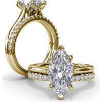 Marquise Cut Diamond Engagement Ring Setting with Split Prongs and Hidden Halo by Fana - 0.08 Carat Total Diamond Weight