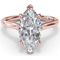 Marquise Cut Diamond Engagement Ring Setting with Split Prongs and Hidden Halo by Fana - 0.08 Carat Total Diamond Weight