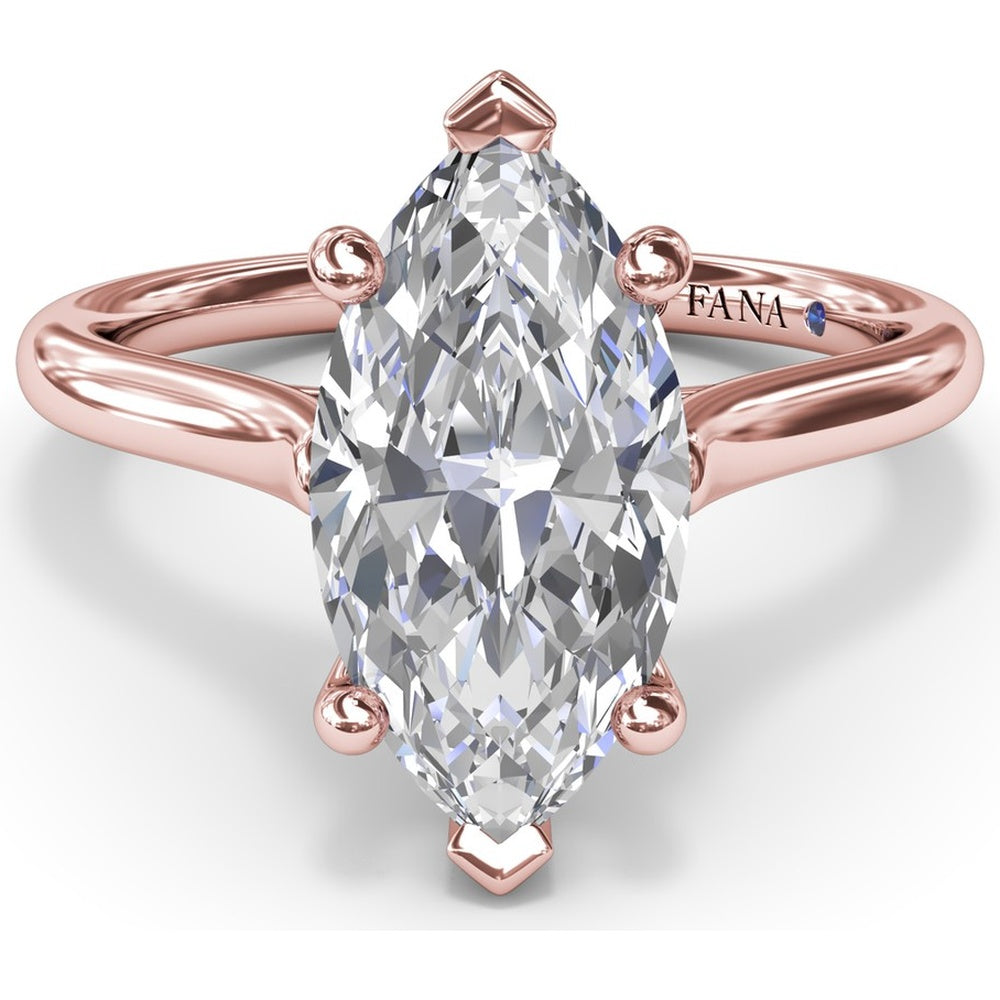 Marquise Cut Diamond Engagement Ring Setting with Split Prongs and Hidden Halo by Fana - 0.08 Carat Total Diamond Weight