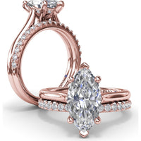 Marquise Cut Diamond Engagement Ring Setting with Split Prongs and Hidden Halo by Fana - 0.08 Carat Total Diamond Weight