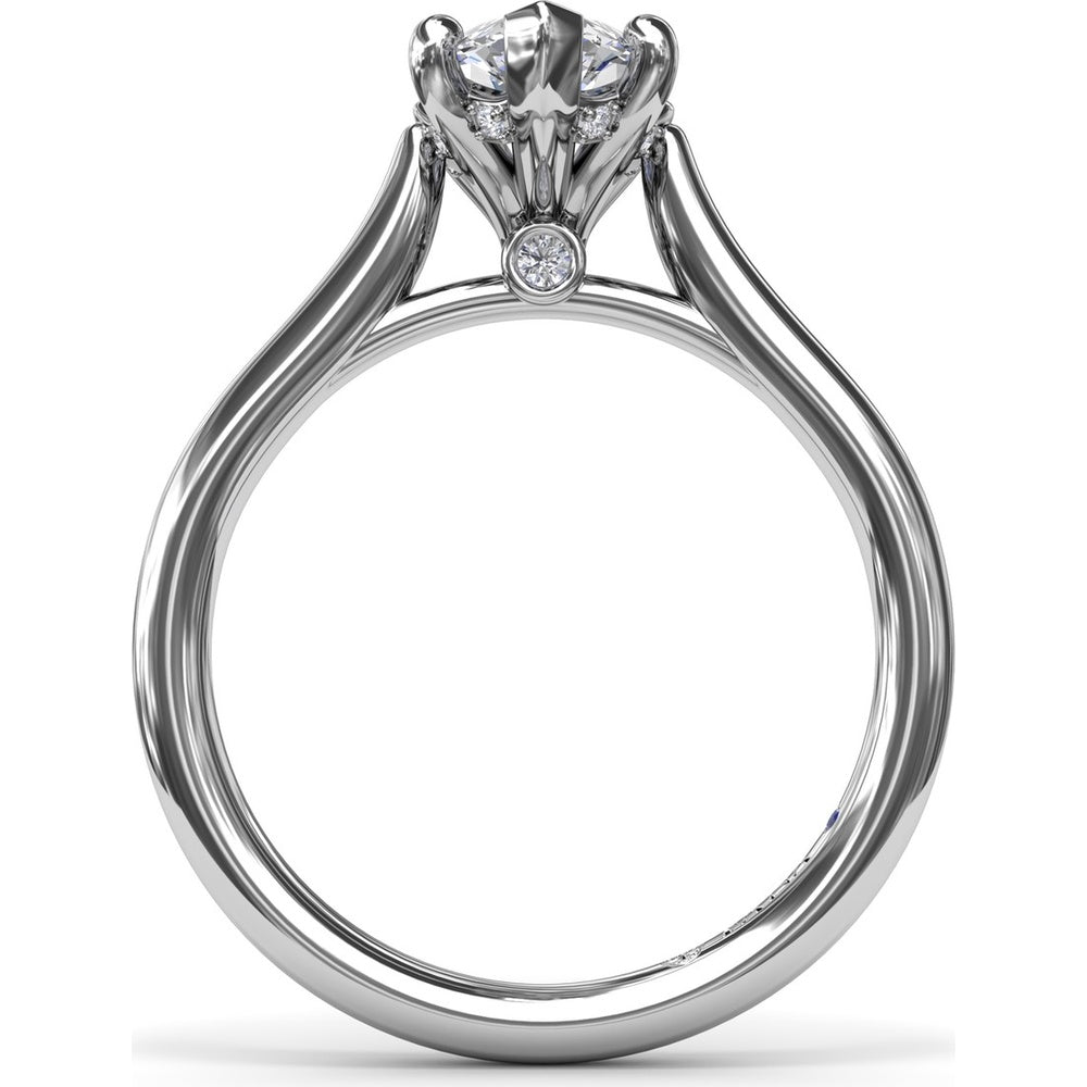 Marquise Cut Diamond Engagement Ring Setting with Split Prongs and Hidden Halo by Fana - 0.08 Carat Total Diamond Weight