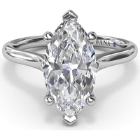 Marquise Cut Diamond Engagement Ring Setting with Split Prongs and Hidden Halo by Fana - 0.08 Carat Total Diamond Weight