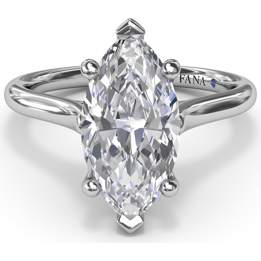 Marquise Cut Diamond Engagement Ring Setting with Split Prongs and Hidden Halo by Fana - 0.08 Carat Total Diamond Weight