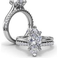 Marquise Cut Diamond Engagement Ring Setting with Split Prongs and Hidden Halo by Fana - 0.08 Carat Total Diamond Weight